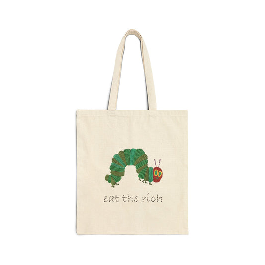 Eco-Friendly Canvas Tote Bag - 'Eat the Rich' Bag
