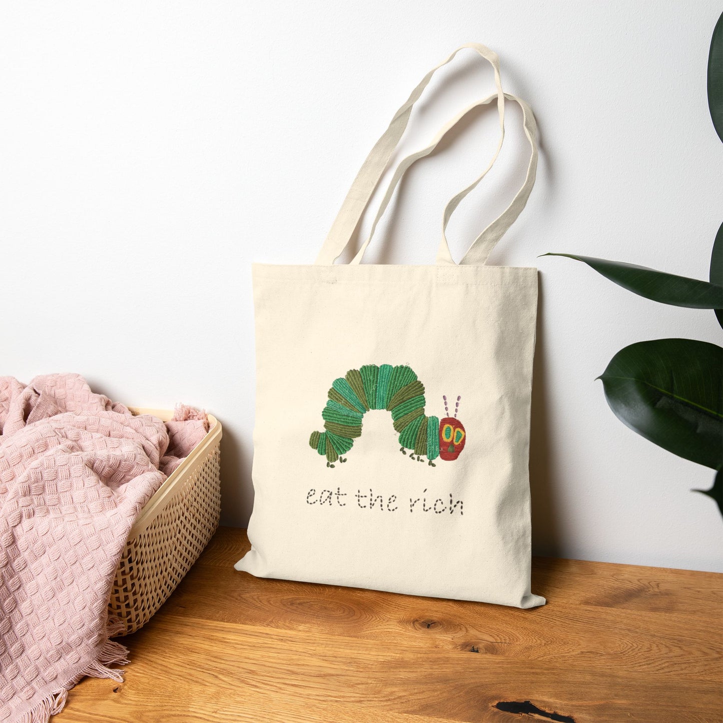 Eco-Friendly Canvas Tote Bag - 'Eat the Rich' Bag